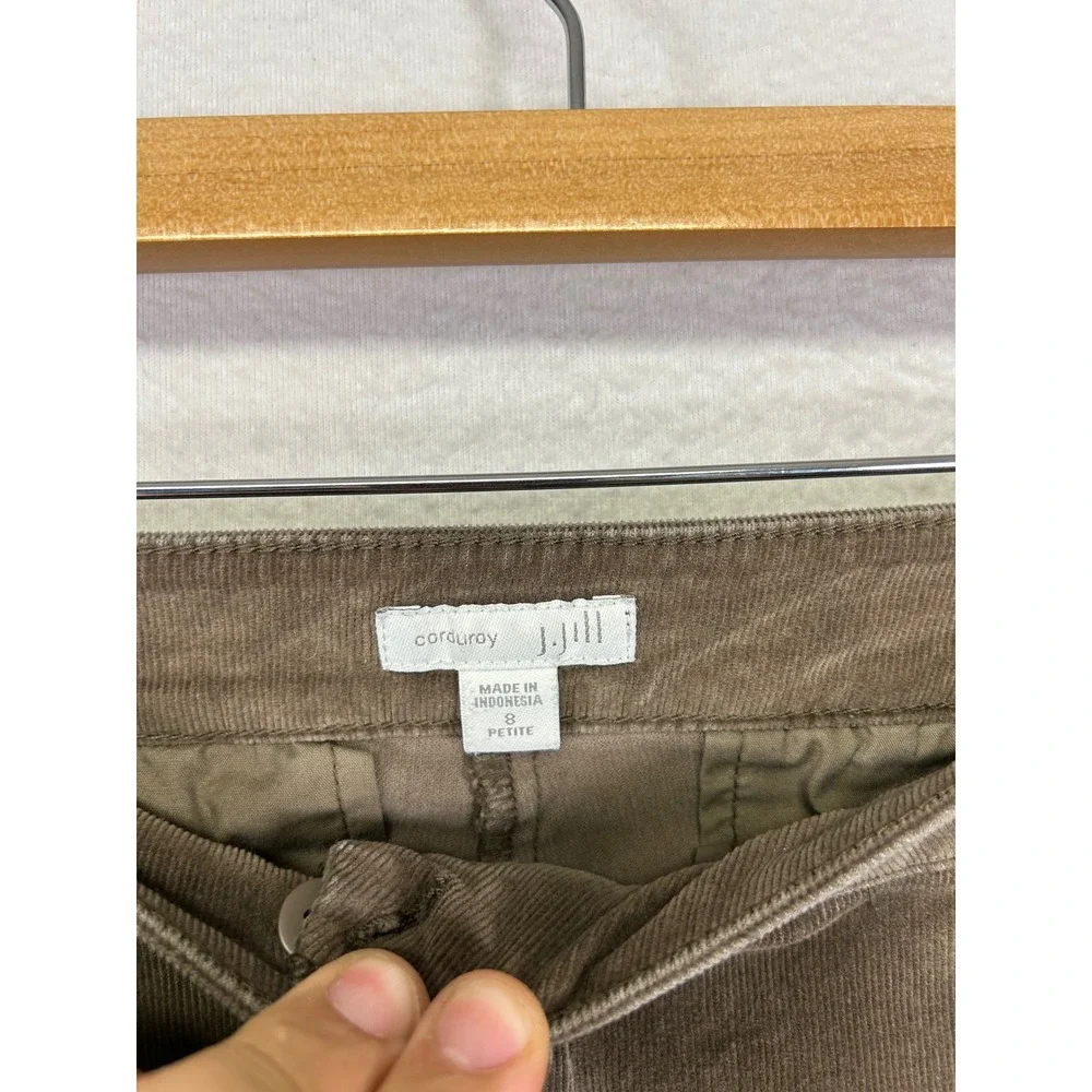 Dark Academia J. Jill Womens 8 Petite Brown Corduroy Straight Leg‎ Stretch Pants - Picture 3 of 13